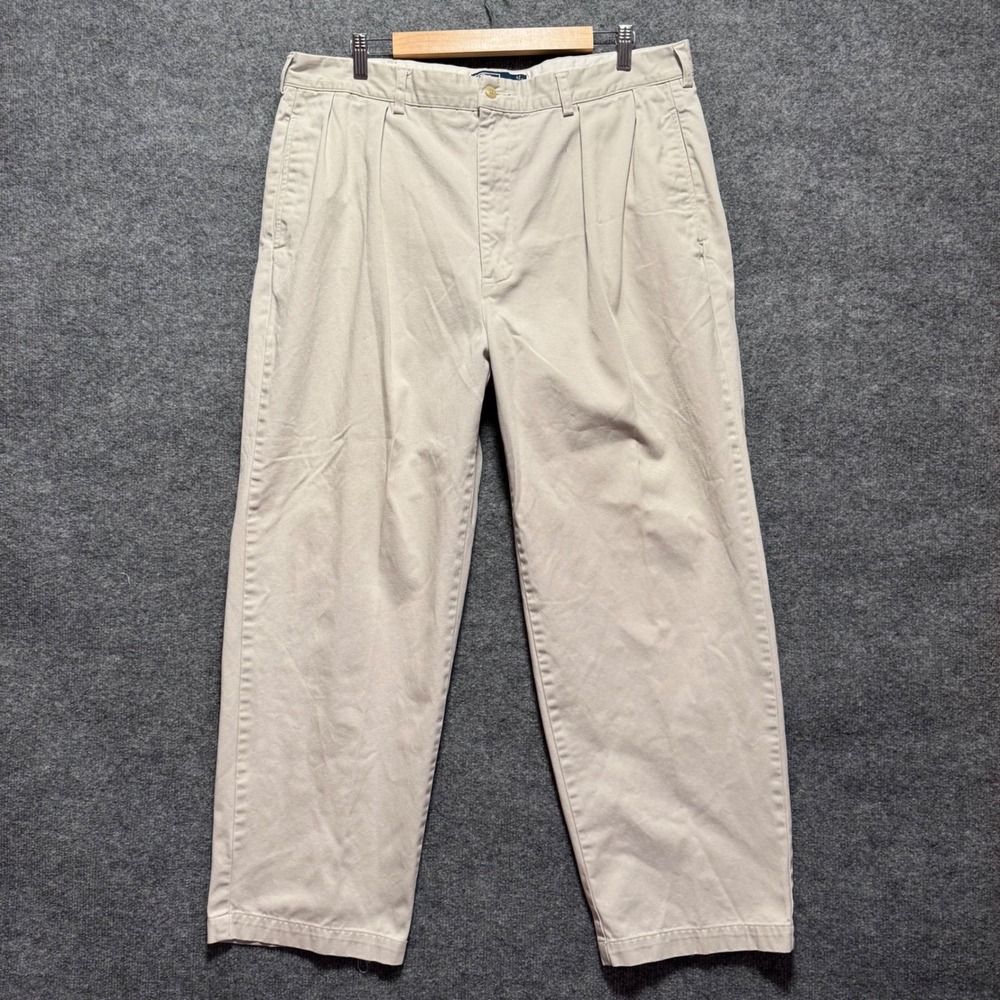 Polo Ralph Lauren Andrew Pant 40x29 Khaki Pleated Mens Classic Chino ( Fits 36 )